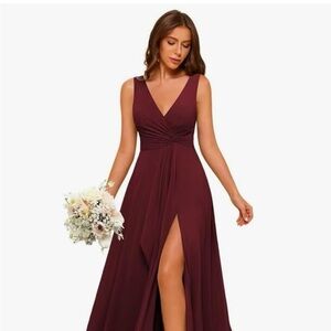 Elegant Burgundy Evening Gown
